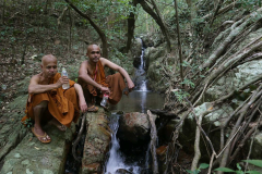 From the kuti we spent nearly two days crossing the mountain - with no trail. Thirsty work.