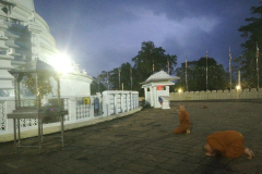 Early morning we pay respects at the stupa.