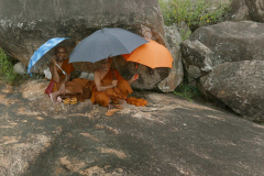 There was a shower of rain and we found our own mini cave kuti. Notice the drip ledge (sort of).