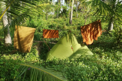 My camping idyll just back from the lagoon. I didn't get to hear about the crocodiles until the last day!