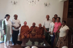 One last dana; the owner of the resort where we stayed in Kirinda (behind the two ladies) his wife in front her mother (in pink) and her father. His mother and father at left. Sadhu anumodana.