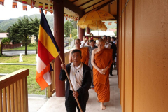 At the Vietnamese temple for Kathina. The cloth is circumambulated.