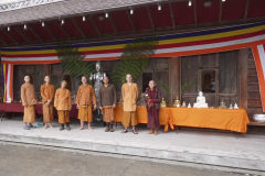 The Sangha in front of the Buddha rupa tables - ready for Songkran.