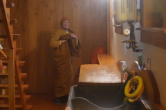 Venerable Dhammavasa in the dhamma sala vestry.