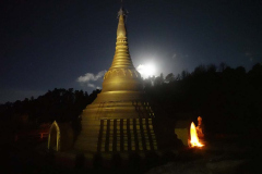 The full moon rising at the end of vassa to illuminate our circumambulation of the stupa.