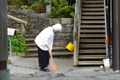 Viphavadee helping to keep the place tidy.
