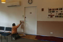 A laser line and a new colour sees the back wall of the dana sala looking much nicer.