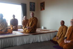 Ajahn Nattawat (left) warmly receives us so we can pay respects before the vassa.