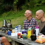 Evening tea at Mangapapa. After a hard days paddling energy is not at peak. A quiet and settled affair.