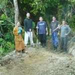 The crew working on the mediation walking path at one-bridge kuti.