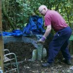 James at work on the compost bins. This is the final product; rich and loamy.