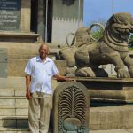 A walk in Colombo with my friend Mr. Attanayika. Here in Independence Square.