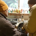 Venerable Dhammavasas alms bowl getting a polish after firing.