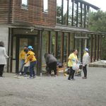 Bee: The sala forecourt gets a jolly good clean up.