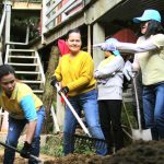 Bee: The earth from the Raja kuti basement is spread out to form a patio.