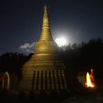 The full moon rising at the end of vassa to illuminate our circumambulation of the stupa.