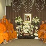 Monks at the Thai embassy celebrating the life of the King.