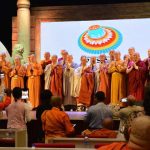 Mahayana monks chant a blessing for the gathered assembly. I couldnt photograph the Theravada group as I was in it.