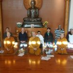 The re-elected committee with the sangha after the AGM.