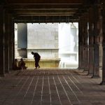 The very back of the temple. A few monks meet to chat.