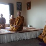 Ajahn Nattawat (left) warmly receives us so we can pay respects before the vassa.