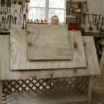 Lindsay at work on yet another created art work. A pavilion for a small reclining buddha rupa to go in the memorial garden.