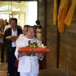 Kathina: Uncle Som leads the procession with the kathina cloth.