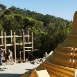 The west-side pavilion for the reclining buddha rupa taking shape.