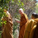 Ajahn Narado in fine form heading up to the stupa.