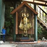 A beautiful welcome awaits at the ground level of the vihara.