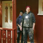 Bruce - the builder - and Aunty Suan on the porch of the newly renovated Chao Khun Kuti.