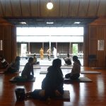 The meal has been offered and the sangha take their food.