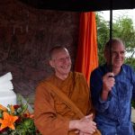 And - thats pretty much it. Ajahn Kusalo and Simon enjoy the quiet shelter of the pavilion.