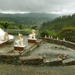 An overview of the forecourt with the surrounding stone work almost complete.