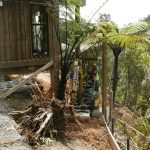 It is a tight squeeze but we are trying to keep the tracks as low-impact as we can. Here coming up to the east end of the vihara.