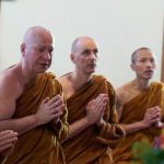 Stupa dedication: Ajahns Tiradhammo Kalyano Dhammasiha and Khemavaro join in the chanting.