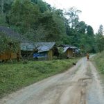Thai tudong: passing through the village.