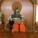 The resident sangha meeting with Luang Por Promsithi and the Thai ambassador.