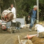 Paul on the mixer and Gavin on the move. The stupa emerges.