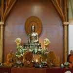 The Sangha gathered at Bodhinyanarama waiting for the laity to assemble.