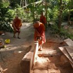 A relatively quick walk to the next monastery. A fallen tree being skillfully cut into planks.
