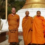 Luang Por Poi visiting with monks from Auckland.