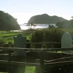 Lunch at the old graveyard overlooking Haratonga.