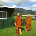 Arriving at Okiwi airstrip. The reception terminal had recently been painted green.