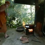 Tan Khantiko takes advantage of the relative abundance of facilities at LPSims monastery to dye-wash his robe - just a regular wok being used here.