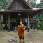 There were two pindapat routes at this monastery. My companion standing in front of the sala.