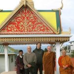 A visit to the Island Bay monastery to pay respects to Ajahn Maha Sutep before vassa. We are standing in front of their new pavilion made for the Ankhor Wat model.