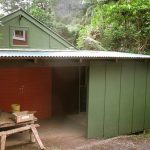 The workshop studio (right) tucked in under the workshop porch roof.