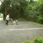 Tony putting the finishing touch to the entrance car park.