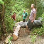 Aaron Bruce and Mark working on the step-less access to Ajahn Kusalos kuti.